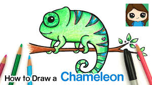How To Draw A Chameleon Easy Youtube