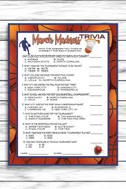 It's that time of year again: March Madness Party Trivia Game Basketball Trivia Ncaa Trivia Printable Or Virtual Game Instant Download March Madness Parties Trivia March Madness Theme Party