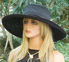 Wedding Hat Ascot Hat Ladies Black Hat Funeral Hat Formal Hat Black Wide Brim Hat Wide Brim Hat Dressy Hats