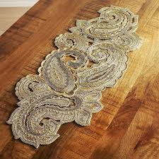 Pier 1 Imports Majestic Gold Paisley Beaded Table Runner Table Runners Crochet Table Runner Thanksgiving Table Decorations