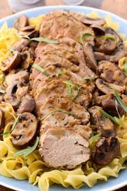 Mushroom Tarragon Roasted Pork Tenderloin Seasoned Seared And Pan Roasted Pork Tenderloin With An Herbaceous Mushr Roasted Pork Tenderloins Pork Roast Pork