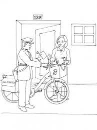 Coloriage Le Facteur A Velo Livre Le Courrier