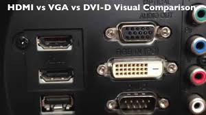 Though largely replaced by hdmi, in some respects, vga is still the standard for linking video display controllers such as pc monitors and projectors. Hdmi Vs Vga Vs Dvi Comparison Hd Youtube