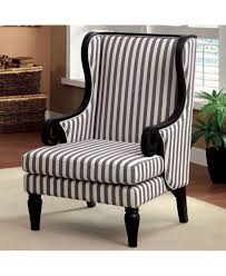Benzara Transitional Wing Accent Chair With Line Fabric Reviews Chairs Furniture Macy S Stripe Accent Chair Fabric Accent Chair Upholstered Accent Chairs