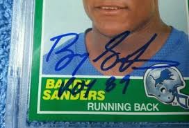 The barry sanders rookie card topps 83t is another great option for barry sander investors looking to add another card to their collection. 1989 Score Barry Sanders Rookie Card Rc 257 Hand Signed Psa Dna Coa 505440017