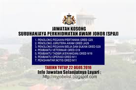 Cara memohon jawatan kosong spa johor. Jawatan Kosong Kerajaan Dan Swasta 2016 2017 Jawatan Kosong Di Suruhanjaya Perkhidmatan Awam Johor Spaj 22 Ogos 2016