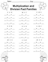 St Patrick S Day Multiplication And Division Fact Families Division Fact Families Multiplication And Division Fact Families