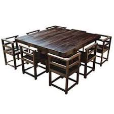 Modern Rustic Solid Wood 64 Square Pedestal Dining Table 8 Chairs Square Dining Room Table Large Square Dining Table Square Dining Tables