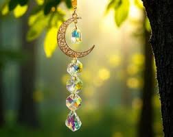 Crystal Suncatcher ANGEL WINGS W/ Clear or AB Swarovski Crystal Ball and  Swarovski Beads, Guardian Angel Window Prism, Memorial Gift