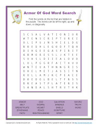 Printable Armor Of God Word Search For Kids
