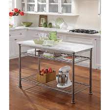 Inset gray quartz stone top with decorative swirl pattern. Home Styles Furniture The Orleans Palm Mahogany Kitchen Island W White Quartz Marble Top 5060 94 Bellacor