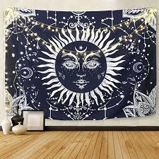 The tapestry room by david merrett via flickr: Smurfs Yingda Psychedelic Tapestry Sun And Moon Tapestry Dark Blue White Celestial Tapestry For Bedroom Living Room Decor Tapestries Home Kitchen