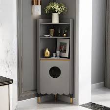 You can see some pics (and read about my kitchen. Modern Gray Tall Corner Cabinet Wood Corner Cabinet Storage With Door Shelf