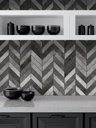 Black Gray Modern Limestone Chevron Backsplash Tile Backsplash Com Tile Backsplash Black Backsplash Backsplash