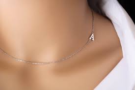 Sideways Initial Necklace Initial Necklace Silver Sideways Etsy