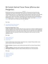 Kalimat efektif merupakan susunan kata yang mengikuti kaidah kebahasaan secara baik dan benar. Aaaaaaa90 Contoh Kalimat Future Tense Docx Bahasa Indonesia Hubungan Sintaksis