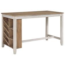 This sleek counter height dining table will be the perfect addition to your casual dining and entertainment space. Signature Design By Ashley Skempton Counter Table With Storage In White And Light Brown Table Only Nebraska Furniture Mart