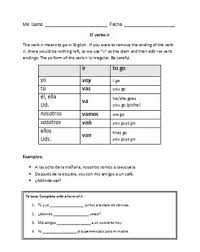 Ir Dar And Estar Verb Worksheets Teachers Pay Teachers