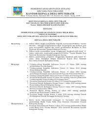 Maka dengan berlakunya keputusan kepala desa yang baru. Sk Kades Tentang Pengurus Bumdes