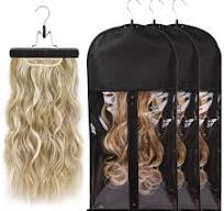 Wig Bags Storage With Hanger- 3PCS Hair Extensions Storage Bag Hair Hangers  For Extensions Hairpieces Storage Holder (black)