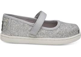 Silver Iridescent Glimmer Tiny Toms Mary Jane Flats