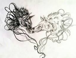 Black And White Wolf Tattoo Ideas Wolf Kiss Two Wolves Tattoo Wolf Tattoos For Women Dog Tattoos