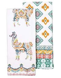 En vogue kitchen towel sets. Envogue Colorful Llama Medallions Set Of 2 Kitchen Hand Towels 100 Cotton
