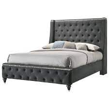 Thick, durable poplar wood is used to construct the frame, wrapped in soft, springy polyurethane foam for padding. Crown Mark Giovani Queen Upholstered Wing Bed With Button Tufting Royal Furniture Upholstered Beds