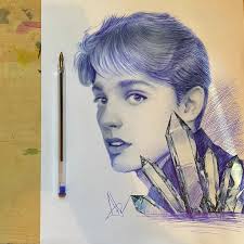 Art Point Studio 成人繪畫課程| 日常之物，只要你願意，可以變化萬千🎨 藍色原子筆，雖然平凡，配搭素描，也可以化為鑽石✍️ -Andy  Sir 導師作品｜原子筆#