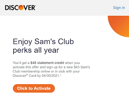 5% cash back on gas (up to first $6,000 in purchases per year, then 1%) 3% cash back on dining. Expired Targeted Buy Sam S Club Membership With Discover Card Get 45 Statement Credit Stack For Profit