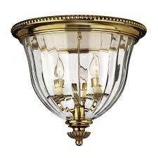 Its circular frame is wrapped in brown woven rattan to create a breezy silhouette that complements the brass finish on the finial. Deep Ornate Solid Brass Flush Ceiling Light Optic Ripple Effect Glass