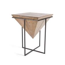 Go Home Pyramid Black Natural Wood End Table Lowes Com Wood Home Decor Side Table Geometric Decor