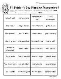 St Patrick S Day Plural Vs Possessive Color Sorting Worksheet In 2020 Plurals Color Sorting Possessives