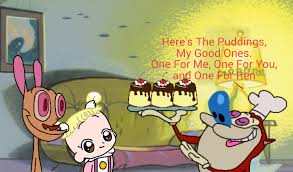 Ren And Stimpy With Baby Hana From Ojamajo Doremi Are Having Puddings Ojamajo Doremi I Am Awesome Are You The One