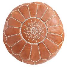Tan brown moroccan leather pouf. Moroccan Leather Pouffe Tan Brown The Leather Poufs