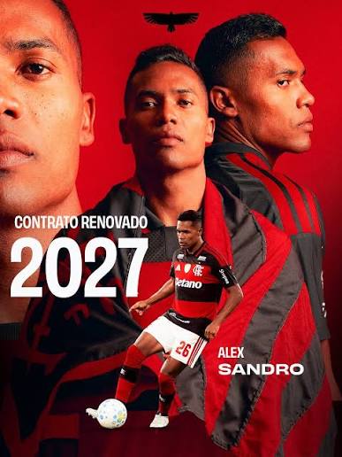 OFICIAL! Flamengo anuncia renova&ccedil;&atilde;o de contrato com o lateral-esquerdo Alex Sandro at&eacute; o fim de 2027. 📸 CRF