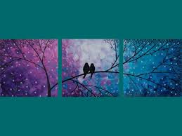 Bird Sitting On Branch Painting Original Modern Abstract Heavy Texture Impasto Painting Tree Branches Love Birds Landscape Wall Decor Night Multi Canvas Painting Art Painting Canvas Painting