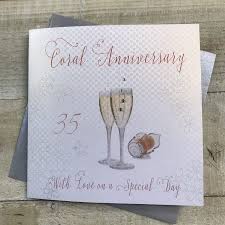 More images for auguri 35 anniversario matrimonio » White Cotton Cards Wa30 Biglietto Di Auguri Realizzato A Mano Motivo 35 Anniversario Di Matrimonio Nozze Di Corallo Con Flutes Di Champagne Lingua Inglese Amazon It Cancelleria E Prodotti Per Ufficio
