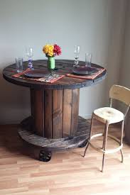 Reclaimed Wood Cable Spool Pub Dining Table Bar By Rustoregon Wooden Spool Tables Cable Spool Spool Furniture