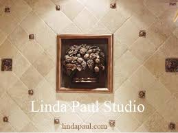 Fruit Basket Mosaic Medallion Kitchen Backsplash Kitchen Decor Bronze Tiles Metal Tile Shower Accent Tile