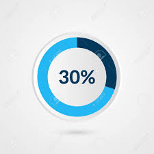 30 Percent Blue Grey And White Pie Chart Percentage Vector Infographics