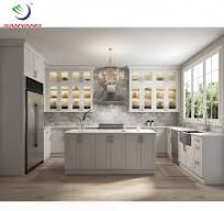 Thailand American Standard Kitchen Cabinet Factory Ready to Assemble Solid  Wood White Shaker Kitchen Cabinets Set