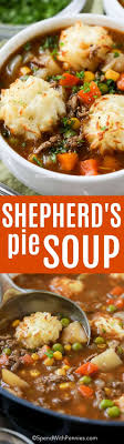 Shepherd S Pie Soup Is A Family Favorite A Rich And Beefy Broth Loaded With Vegetables And Topped With Golden Pota Soup Recipes Soup And Sandwich Food Recipes