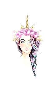 Colourful Drawing Of A Girl Unicorn Horn And Ears Colourful Braided Hair How To Draw A Face Step By Step In 2020 Colorful Drawings Unicorn Drawing Cute Girl Drawing