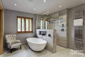 This multifunctional room more interesting with good arrangement and organized, such as storage racks, wooden furniture and interior color choices. Bathroom And Dressing Room Design