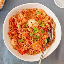 Chicken Sausage Shrimp And Farro Jambalaya Recipes Ww Usa Recipe Jambalaya Recipe Jambalaya Chicken Sausage