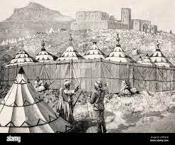 Harem camp for women of the sultan of Morocco. Old XIX century engraved  illustration from La Ilustracion Española y Americana 1894 Stock Photo -  Alamy
