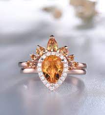 Citrine Ring November Birthstone Ring Natural Yellow Citrine Etsy In 2021 Citrine Wedding Ring November Birthstone Ring Citrine Ring Engagement