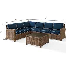 Add to cart quick view. Crosley Bradenton 5 Piece Wicker Patio Sectional Set In Brown And Navy Ko70020wb Nv