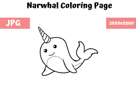 Crayons, markers, pencils, sharpeners and extra! Coloring Book Page For Kids Narwhal Graphic By Mybeautifulfiles Creative Fabrica